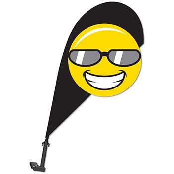 Auto Supplies 3D Clip on Paddle Flag, Smiley with Sunglasses