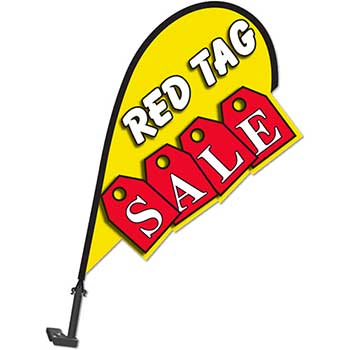 Auto Supplies 3D Clip on Paddle Flag, Red Tag Sale