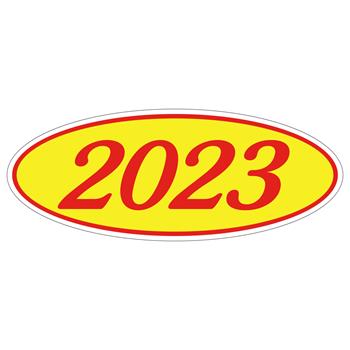 Auto Supplies Oval Year Window Sticker, 2023, Red/Yellow, 12/Pack