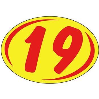 Auto Supplies Oval Year Sticker, Red/Yellow, 2019, 12/PK