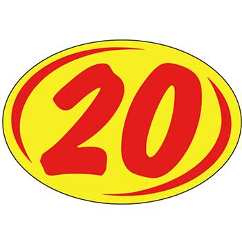 Auto Supplies Oval Year Sticker, Red/Yellow, 2020, 12/PK