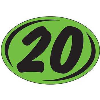 Auto Supplies Oval Year Sticker, Black/Green, 2020, 12/PK