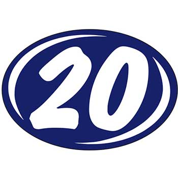 Auto Supplies Oval Year Sticker, White/Blue, 2020, 12/PK
