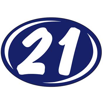 Auto Supplies Oval Year Sticker, White/Blue, 2021, 12/PK