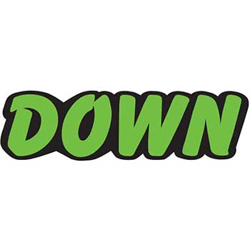 Auto Supplies Slogan Window Sticker, Die-Cut, Down, Green/Black, 12/PK