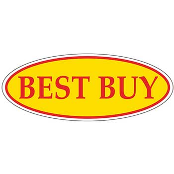 Auto Supplies Slogan Window Sticker, Oval, Best Buy, Red/Yellow, 12/PK