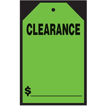 Auto Supplies Window Tag Sticker, Clearance, Green, 7&quot; x 11&quot;, 12/PK