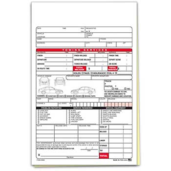 Auto Supplies Tow Register Form, 2-Part, 100/PK