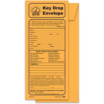 Auto Supplies Night Drop Envelope, Key Drop Kraft With Checklist, 100/BX