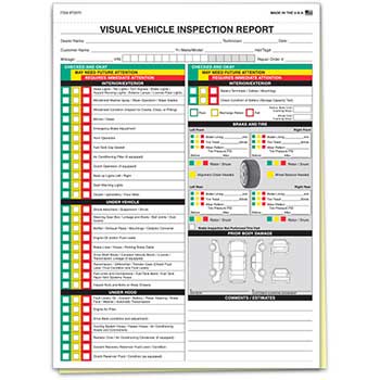 Auto Supplies Visual Vehicle Inspection, 2-Part, 250/PK