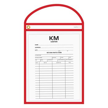 Auto Supplies WorkTicket Holder, Neon Red, Clear Front &amp; Back, 10&quot; x 13&quot;, 5/BX