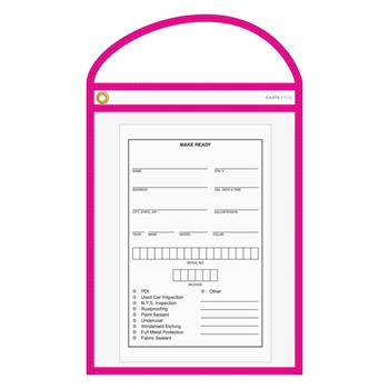Auto Supplies WorkTicket Holder, Neon Pink, Clear Front &amp; Back,10&quot; x 13&quot;, 5/BX