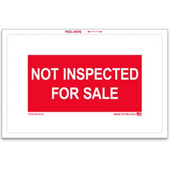 Auto Supplies Not Inspected for Sale Sticker, 8&quot; x 5 1/4&quot;, 100/PK