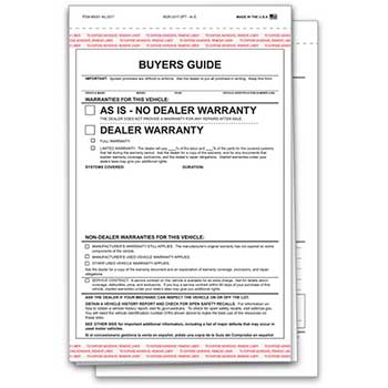 Auto Supplies Interior Buyers Guide, As Is, No Lines, 100/PK