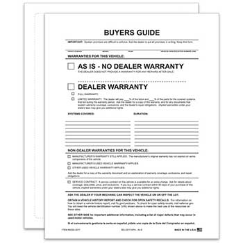 Auto Supplies Peel n Seal™ Exterior Buyers Guide, As Is, Permanent Adhesive, 100/PK