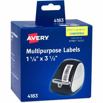 Avery Direct Thermal Roll Labels, 1 1/8 in x 3 1/2 in, White, 350 Multipurpose Labels Per Roll, 2 Rolls/Box