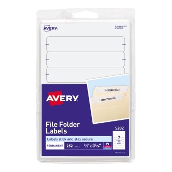 Avery File Folder Labels, Permanent Adhesive, 1/3 Cut, 252/PK