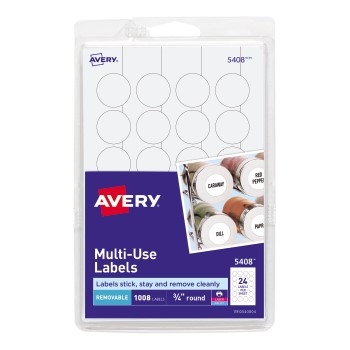 Avery Removable Color-Coding Labels, Removable Adhesive, 3/4&quot; Diameter, 1008/PK