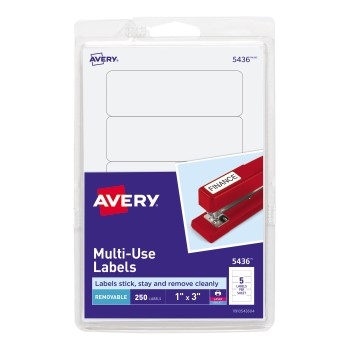 Avery Removable Labels, Removable Adhesive, 1&quot; x 3&quot;, 250 Labels (5436)