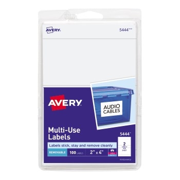 Avery Removable  Labels, Removable Adhesive, 2&quot; x 4&quot;, 100 Labels/PK