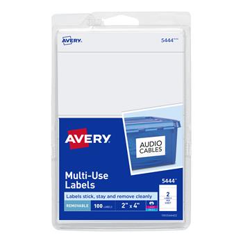 Avery Removable Labels, Removable Adhesive, 2 in x 4 in, 100/Pack