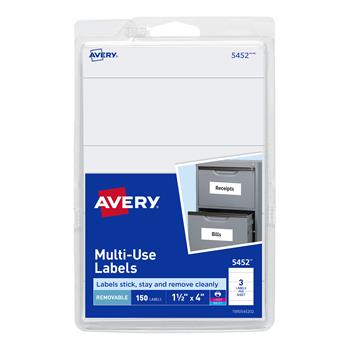 Avery Removable Labels, Removable Adhesive, 1-1/2 in x 4 in, 150/Pack
