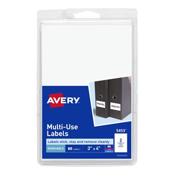 Avery Removable Labels, Removable Adhesive, 3 in x 4 in, 80/Pack