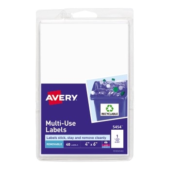 Avery Removable Labels, Removable Adhesive, 6&quot; x 4&quot;, 40 Labels/PK
