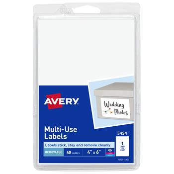 Avery Removable Labels, Blank Labels, Laser/Inkjet Printable Labels, 4 in x 6 in, 40/Pack