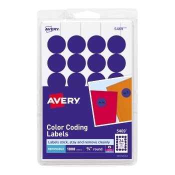 Avery&#174; Removable Color-Coding Labels, Removable Adhesive, Dark Blue, 3/4&quot; Diameter, 1008/PK