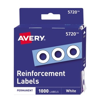 Avery Self-Adhesive Reinforcement Labels, 1/4&quot; Round, 1000/PK