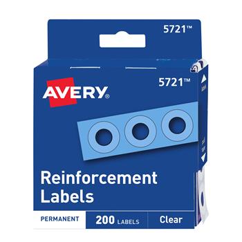 Avery Self-Adhesive Hole Reinforcement Stickers, 1/4 in Diameter Hole Punch Reinforcement Labels, Non-Printable, Clear, 200/Pack