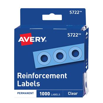 Avery Self-Adhesive Hole Reinforcement Stickers, 1/4 in Diameter Hole Punch Reinforcement Labels, Non-Printable, Clear, 1,000/Pack
