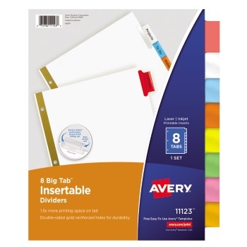 Avery Big Tab™ Insertable Dividers, 8-Tab Set, Multicolor