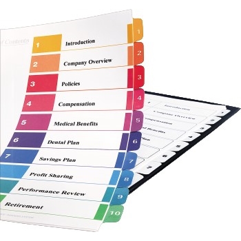 Avery Customizable Table of Contents Dividers, Ready Index&#174; Printable Section Titles, Preprinted 1-10 Multicolor Tabs