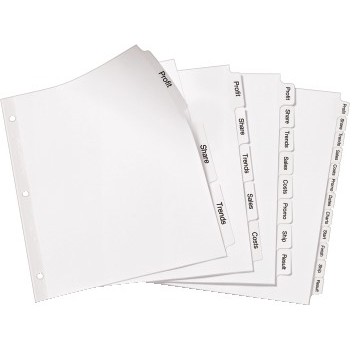 Avery Print &amp; Apply Clear Label Dividers, Index Maker&#174; Easy Apply™ Printable Label Strip, 3 White Tabs, 5 ST/PK