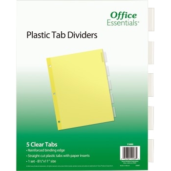 Avery Office Essentials™ Insertable Dividers, 5 Tab, Clear