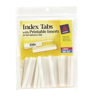 Avery Insertable Tabs, Self-Adhesive, Printable Inserts, 2&quot; Clear, 25/PK