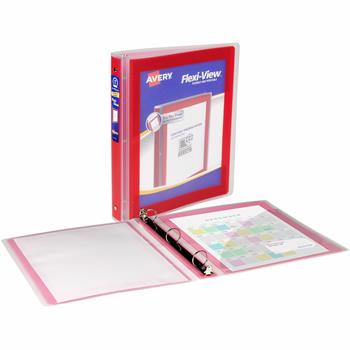 Avery Flexi-View 3 Ring Binder, 8 1/2 in x 11 in, 1 in Round Ring, Red