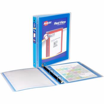Avery Flexi-View 3 Ring Binder, 8 1/2 in x 11 in, 1 in Round Ring, Blue