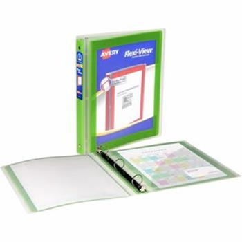 Avery Flexi-View 3 Ring Binder, 8 1/2 in x 11 in, 1 in Round Ring, Chartreuse Green