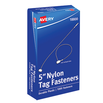 Avery Nylon Tag Fasteners, Clear, 5&quot;, 1000/BX
