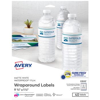 Avery Durable Waterproof Wraparound Rectangle Labels with Sure Feed Technology, Laser/Pigment-Inkjet, 1.25 in x 9.75 in, Matte White, 40/Pack