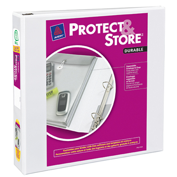 Avery Durable View Protect &amp; Store™ Binder, 1 1/2&quot; Slant Rings, 375-Sheet Capacity, White