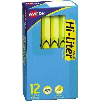 HI-LITER Pen-Style Highlighter, Smear Safe™, Nontoxic, Fluorescent Yellow