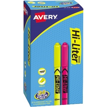 HI-LITER Pen-Style, Highlighters, Assorted Colors, Smear Safe™, Nontoxic, 24/PK