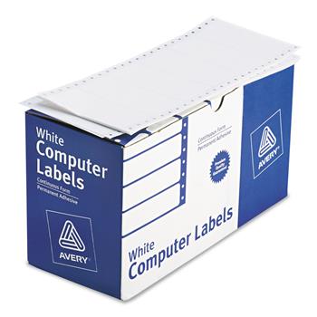 Avery Continuous Form Computer Labels, Permanent Adhesive, 4&quot; x 1.94&quot;, White, 5000 Labels
