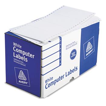 Avery Continuous Form Computer Labels, Permanent Adhesive, 5&quot; x 2.94&quot;, White, 3000 Labels