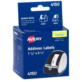 Avery Direct Thermal Roll Labels, 1.13&quot; x 3.5&quot;, White, 130 Labels/Roll, 2 Rolls/Box