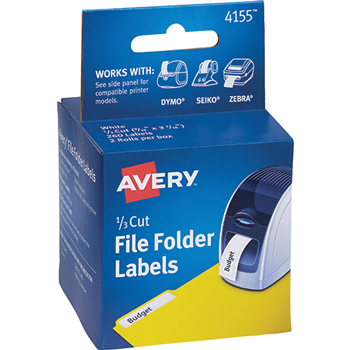 Avery File Folder Labels for Dymo&#174;, Seiko&#174; and Zebra Printers, Permanent Adhesive, 9/16&quot; x 3 7/16&quot;, 160/BX